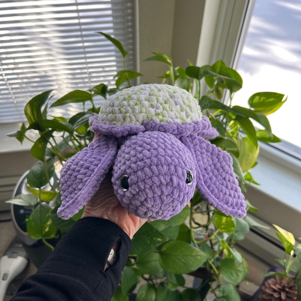 Crochet Turtle Purple/white Handmade Plushie Amigurumi Toy